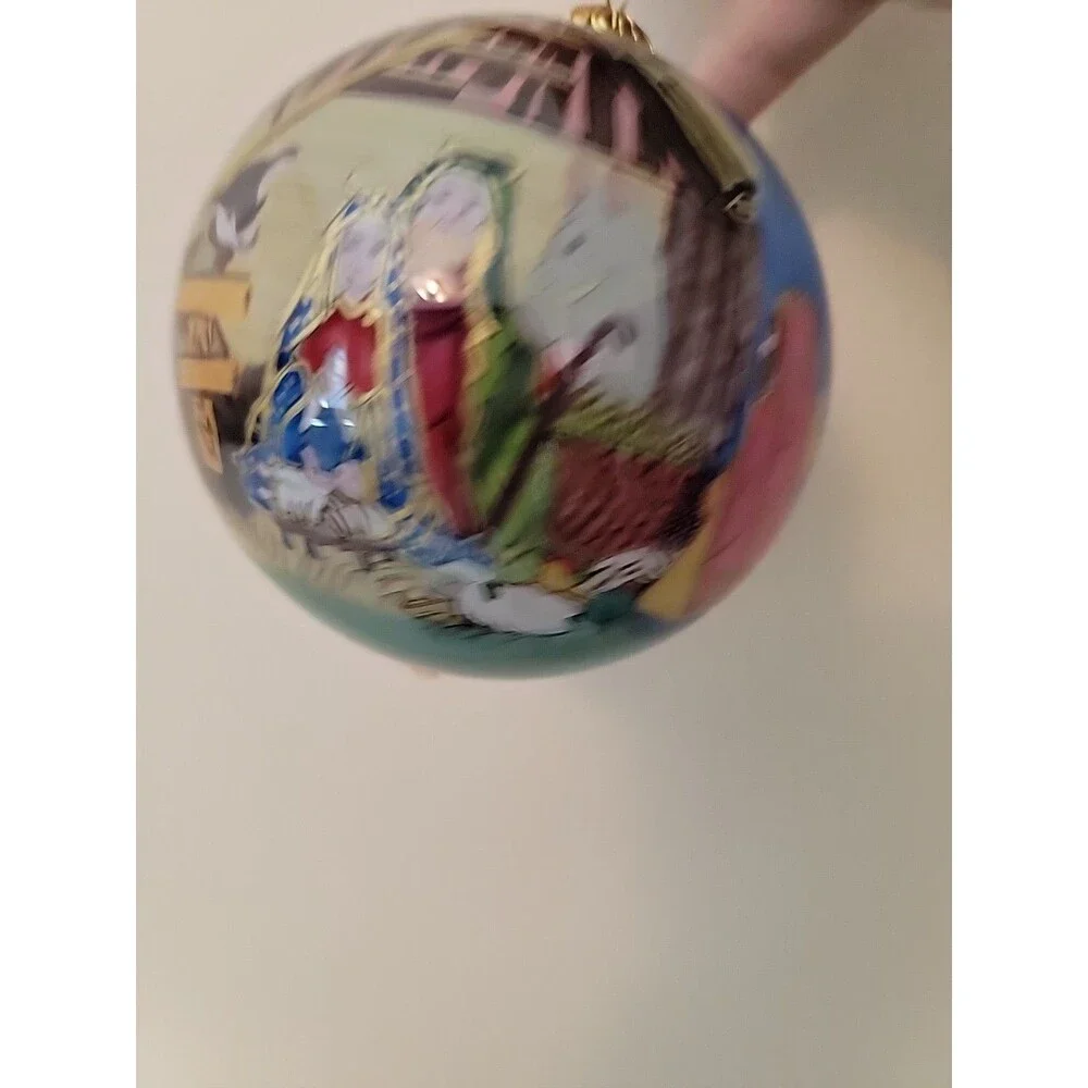 Li Bien 2003 Christmas Ornament Nativity Scene Mary Joseph Jesus Glass Globe